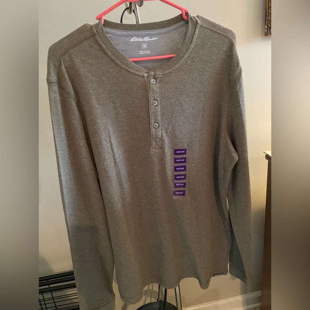 Eddie Bauer 3 button Henley long sleeve medium